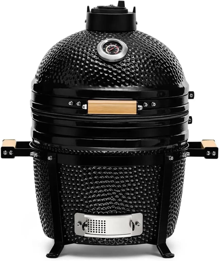 Kamado Bono Minimo de 40 cm en negro, kamado portátil de cerámica con accesorios (vista 1)