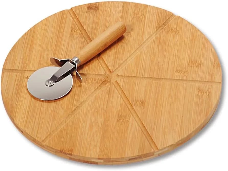 Kesper 58462 - Tabla y Cortador de Pizza (Madera de bambú, diámetro: 32 cm, Grosor: 1,5 cm) (vista 1)