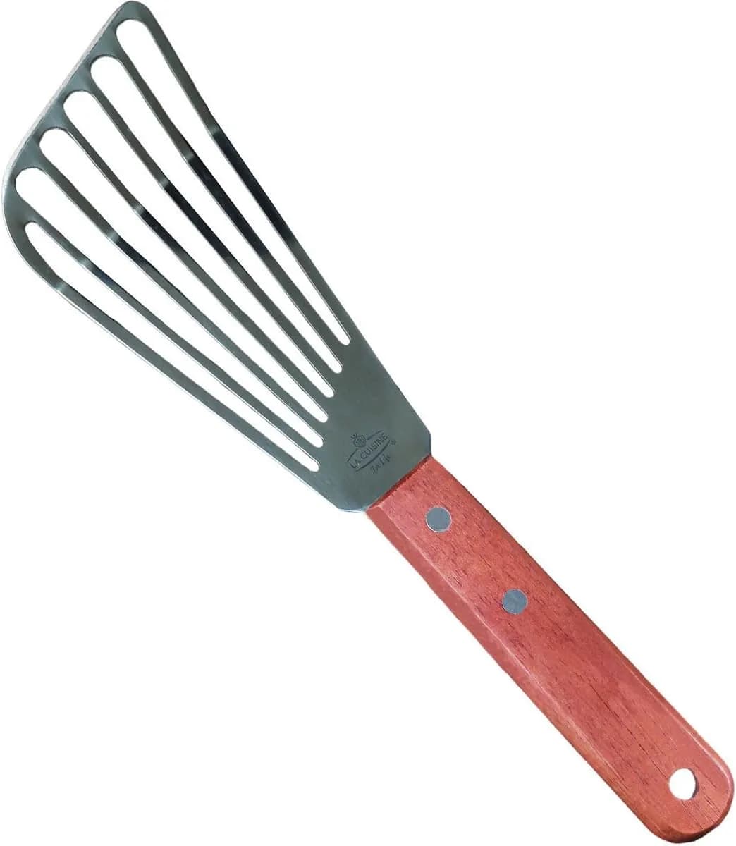 La Cuisine Espátula ranurada con borde biselado de acero inoxidable, para voltear pescado, huevo, panqueques, patatas fr (vista 1)