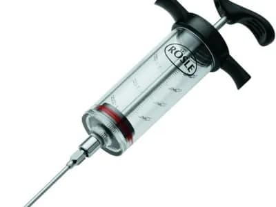 RÖSLE Jeringa para marinar para 50 ml de marinado de carne y un aroma intenso, acero inoxidable 18/10, polipropileno PP, (vista 1)