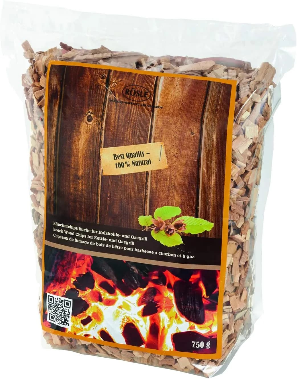 RÖSLE Astillas para ahumar de Haya, 750 g, para ahumar en ahumador, barbacoas de carbón y de Gas, activas al Humo, Mader (vista 1)