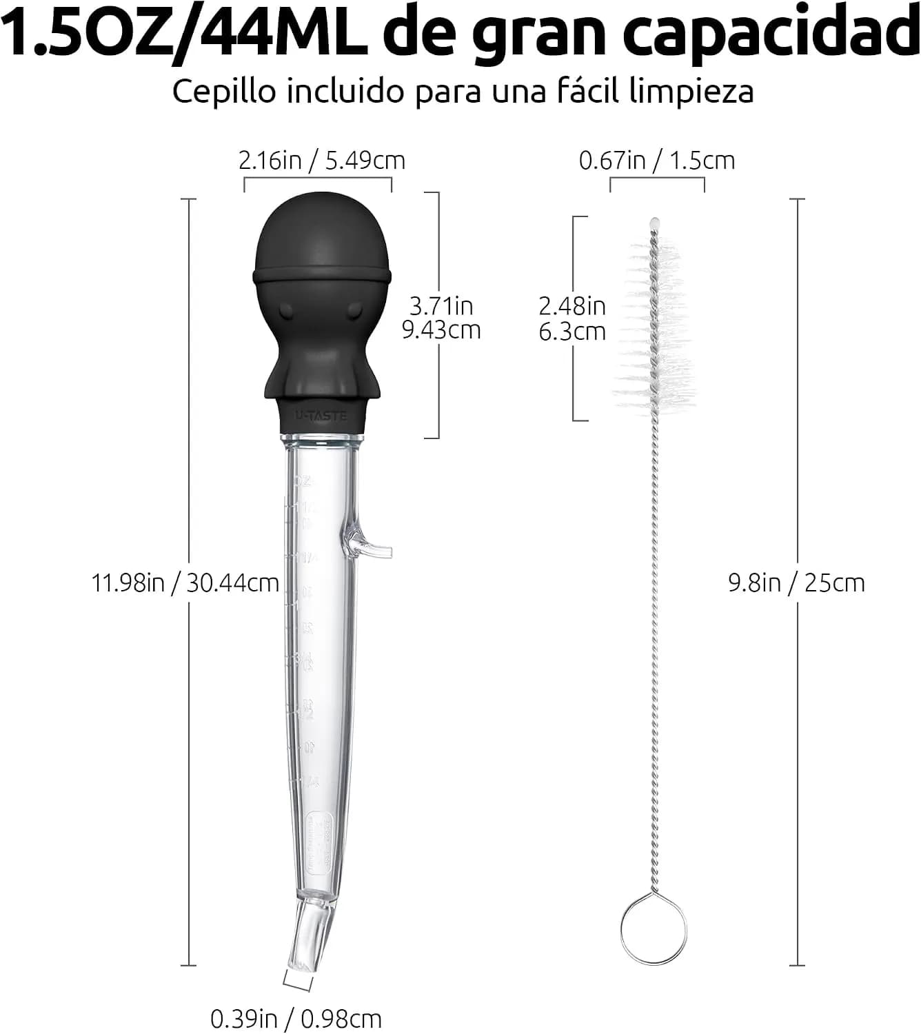 U-Taste Pipeta Cocina Pavo en Ángulo resistente calor 109℃, 1.5oz, Negro (vista 1)