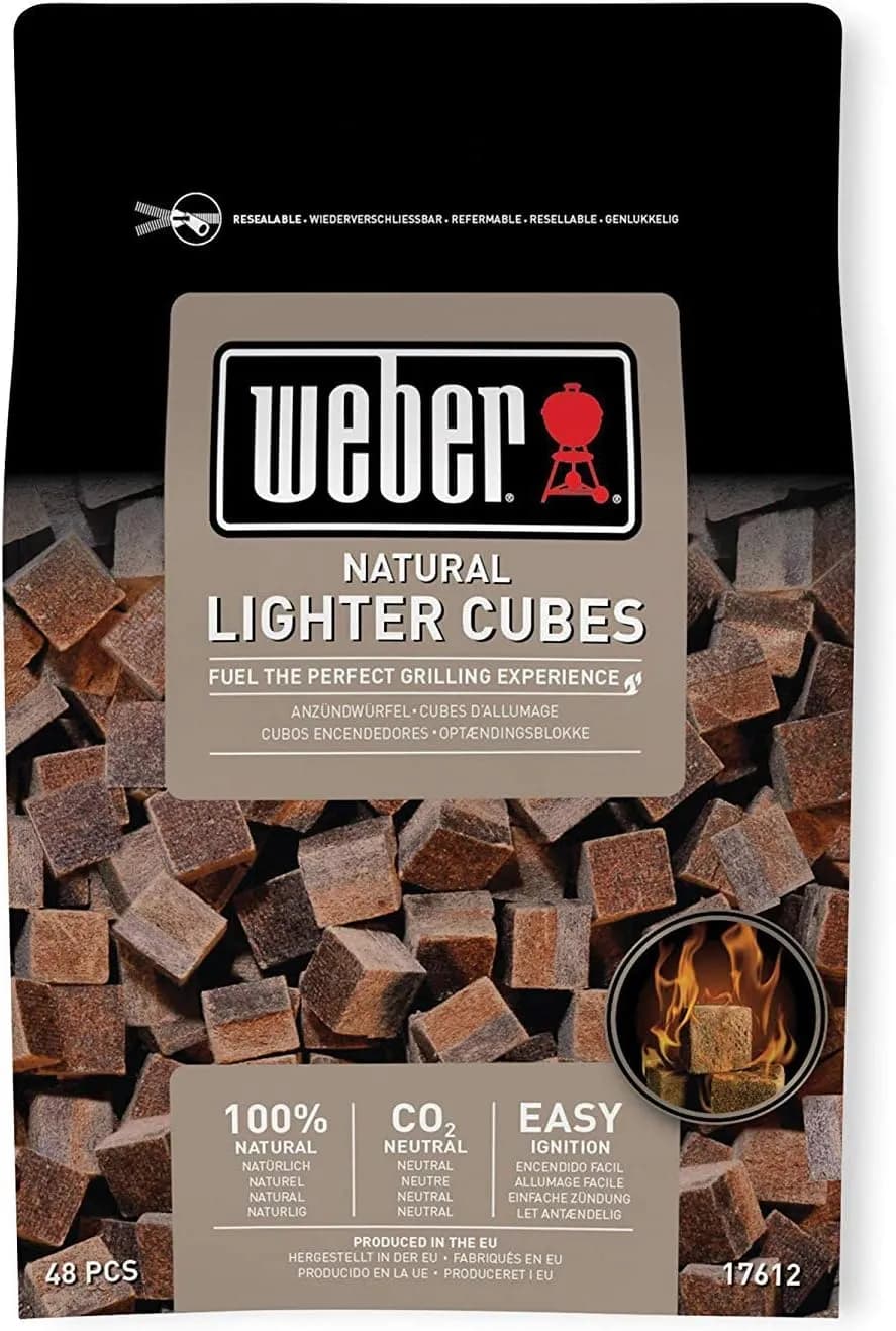 Weber Pastillas de Encendido (48 Unidades), inodoras y sin Humo, para encender carbón y briquetas, Llama Const (vista 1)